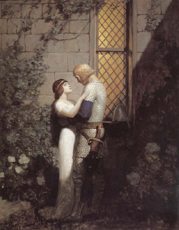 NC Wyeth Sir Tristram and La Belle Isolde in the Garden China oil painting art